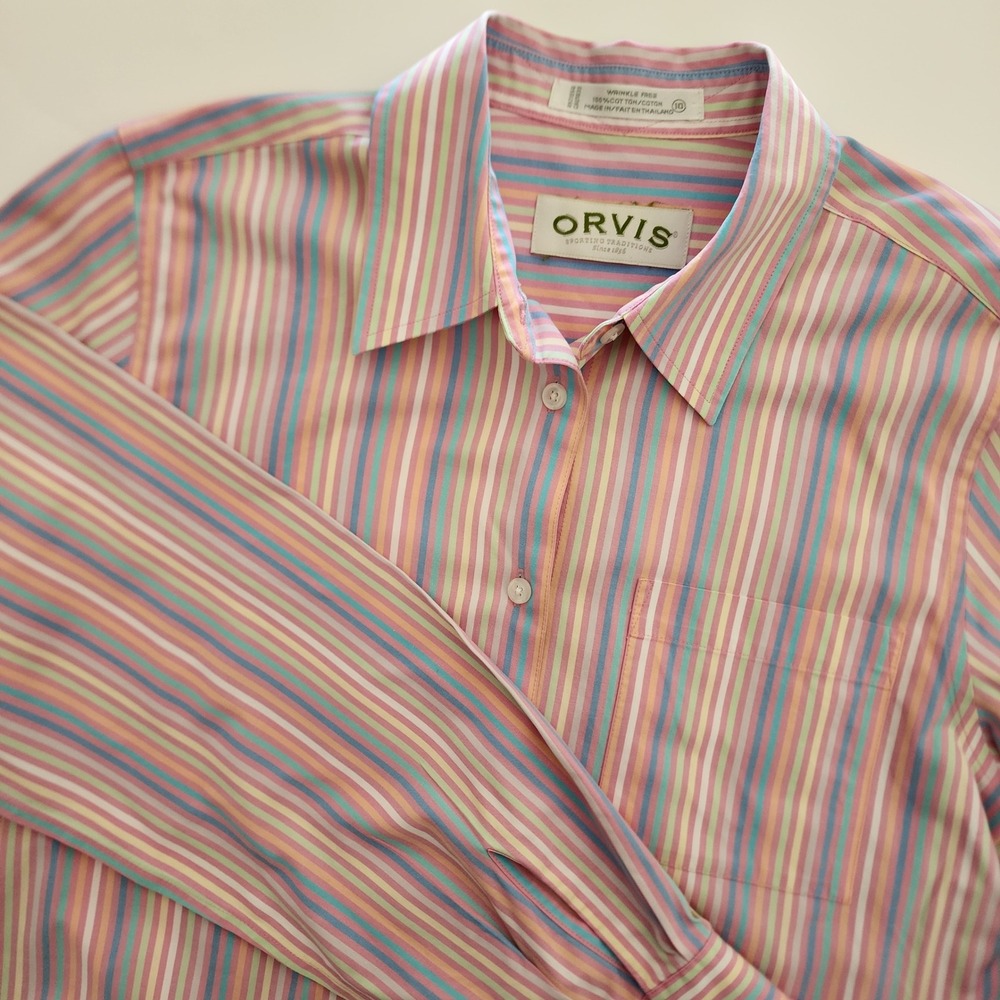 Orvis‎ Women's Size 10 Striped Long Sleeve Button Down Shirt Multicolor